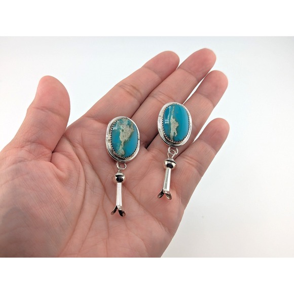 Native American Earrings Navajo Sterling Silver Turquoise Jewelry *** - Picture 9 of 12